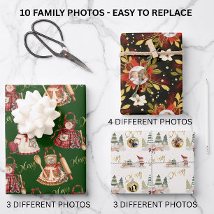 10 Fun Family Photos on Charming Christmas Wrapping Paper Sheets