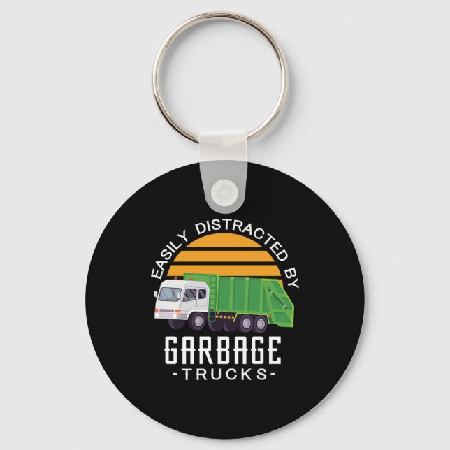 10.Garbage Truck for a Garbage Trucks Fan Keychain (Front)