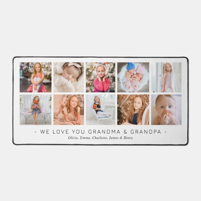 10 Grandchildren Photo Collage Personalized Gift Desk Mat (Front)