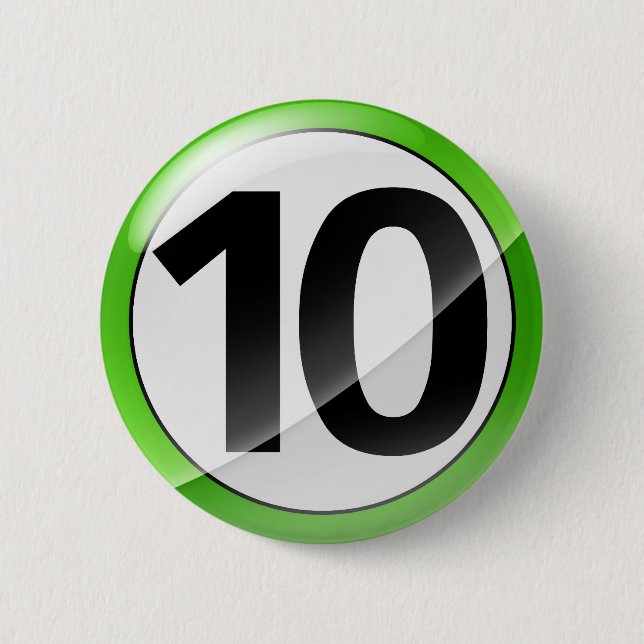 10 green pinback button (Front)