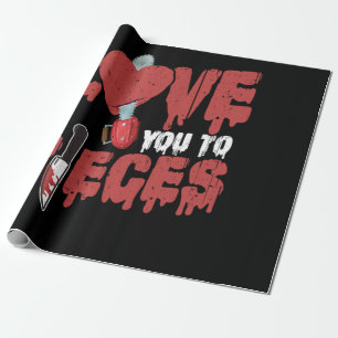 10.Horror Movie Love You To Pieces Heart Chain Saw Wrapping Paper