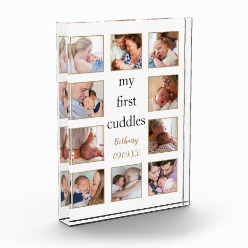 10 Images Collage My First Cuddles Newborn Name Photo Block