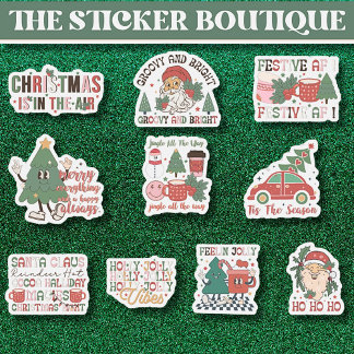 10 In One Cute Festive Groovy Christmas Collection Sticker
