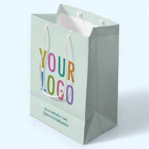 10 inch Business Gift Bag Custom Logo Light Green