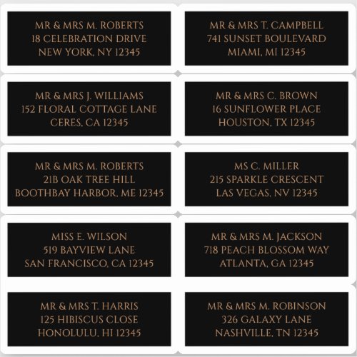 10 Individual Guest Name Address Mystical Black  Sticker