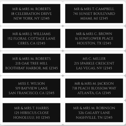 10 Individual Guest Name Address Mystical Black Sticker
