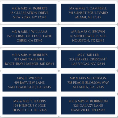 10 Individual Guest Name Address Mystical Blue Sticker