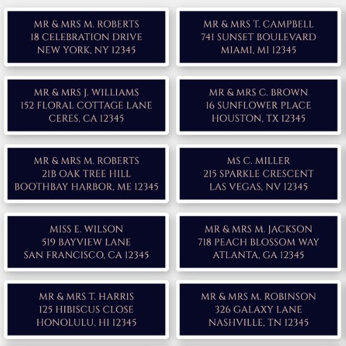 10 Individual Guest Name Address Mystical Navy Sticker