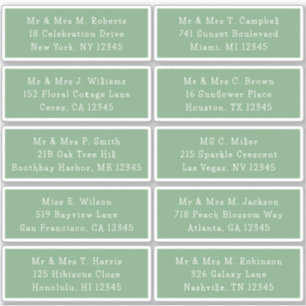 10 Individual Guest Name Address Party Wedding Sticker