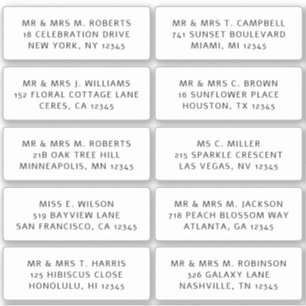 10 Individual Guest Name Address Party Wedding Sticker