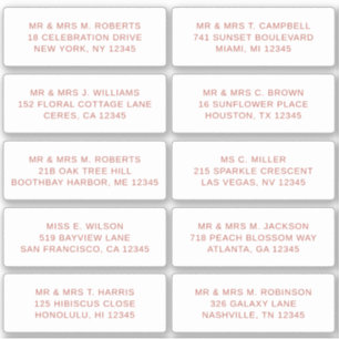 10 Individual Guest Name Address Party Wedding Sticker