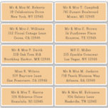 10 Individual Guest Name Address Party Wedding Sticker<br><div class="desc">10 Individual Guest Name Address Party Wedding Black White Script Stickers features 10 stickers with your individual guest name and address on each sticker in black on a gold background. Also perfect for Christmas and Holiday cards, party invitations, thank you cards and office mail outs. Simply edit the text in...</div>
