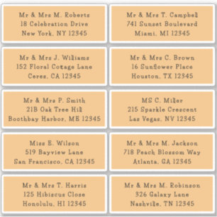 10 Individual Guest Name Address Party Wedding Sticker