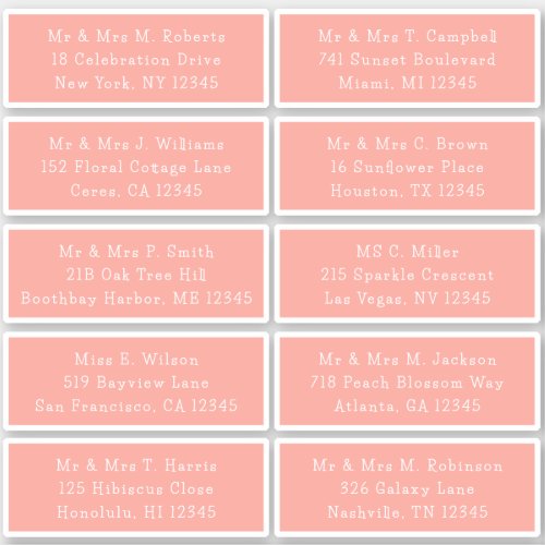 10 Individual Guest Name Address Party Wedding Sticker