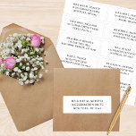 10 Individual Guest Name Address Party Wedding Sticker<br><div class="desc">10 Individual Guest Name Address Party Wedding Black Script Stickers features 10 stickers with your individual guest name and address on each sticker in black on a clear background. Also perfect for Christmas and Holiday cards, party invitations, thank you cards and office mail outs. Simply edit the text in the...</div>