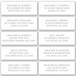 10 Individual Guest Name Address Party Wedding Sticker