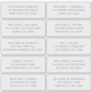 10 Individual Guest Name Address Party Wedding Sticker