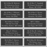 10 Individual Guest Name Address Party Wedding Sticker<br><div class="desc">10 Individual Guest Name Address Party Wedding Black White Script Stickers features 10 stickers with your individual guest name and address on each sticker in white on a black background. Also perfect for Christmas and Holiday cards, party invitations, thank you cards and office mail outs. Simply edit the text in...</div>