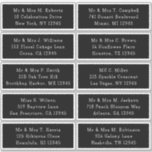 10 Individual Guest Name Address Party Wedding Sticker<br><div class="desc">10 Individual Guest Name Address Party Wedding Black White Script Stickers features 10 stickers with your individual guest name and address on each sticker in white on a black background. Also perfect for Christmas and Holiday cards, party invitations, thank you cards and office mail outs. Simply edit the text in...</div>