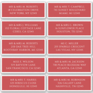 10 Individual Guest Name Address Party Wedding Sticker