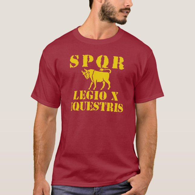 10 Julius Caesar's Famed 10th Legion - Roman Bull T-Shirt (Front)