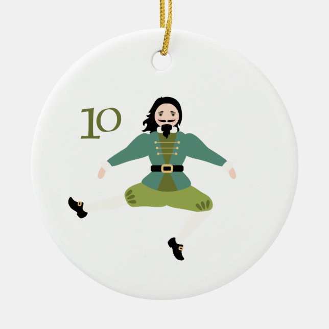 10 Leaping Lords Ceramic Ornament (Front)
