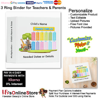 10 Learn Multiplication Child's Name Date Teacher  3 Ring Binder