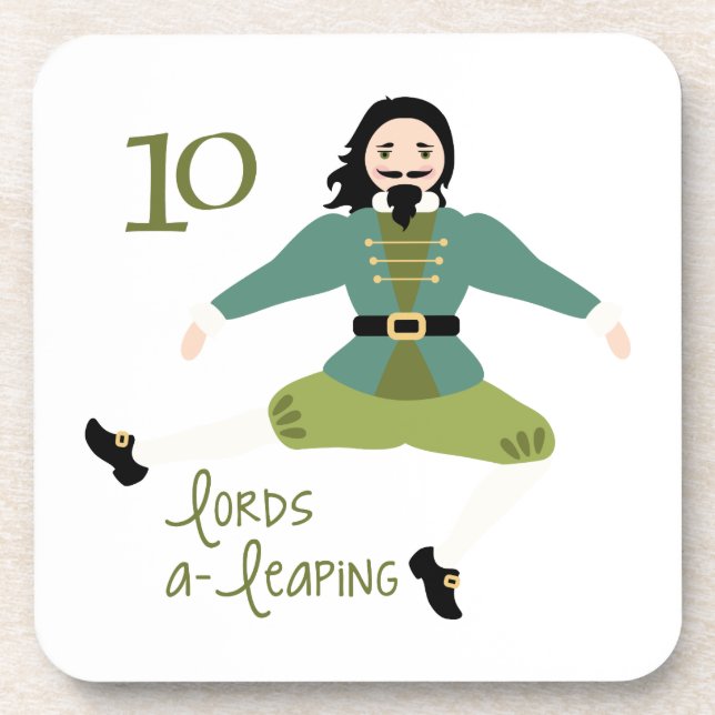 10 Lords A-Leaping Beverage Coaster (Front)