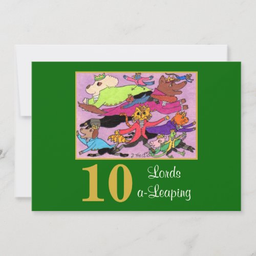 10 Lords a Leaping Cute Animals Custom Christmas Holiday Card