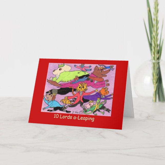 10 Lords a-Leaping Holiday Card (Front)