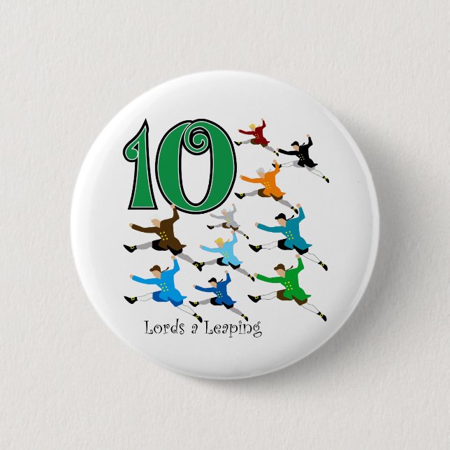 10 Lords Leaping Button (Front)