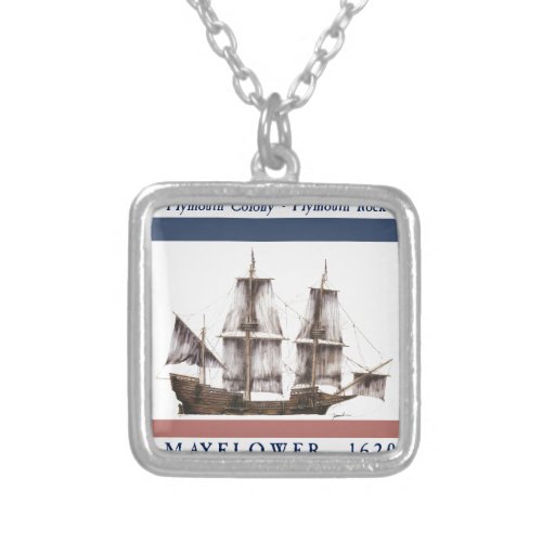 10 mayflower plymouth colony silver plated necklace