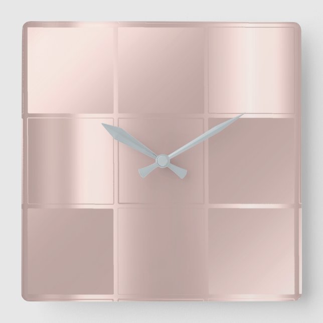 10 Minutes Minimalism Square Geometry Rose Lux Wall Clock (Front)