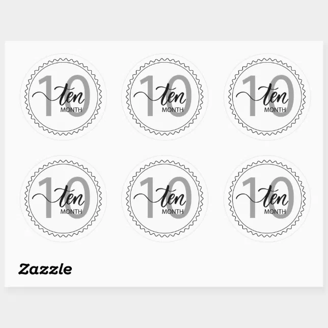 10th Month Sticker 10 Month Milestone Classic Round Sticker | Zazzle