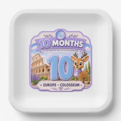 10 Months Baby Milestone Explorer Paper Plates