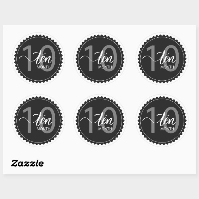 10 Months Milestone Classic Round Sticker (Sheet)