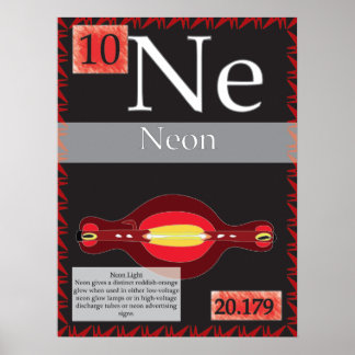 10. Neon (Ne) Periodic Table of the Elements Poster