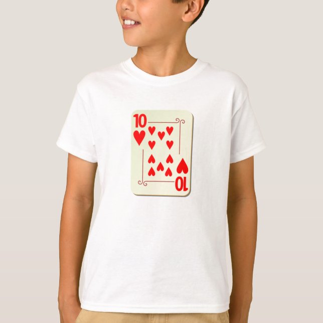 10 of Hearts Playing Card T-Shirt (Front)