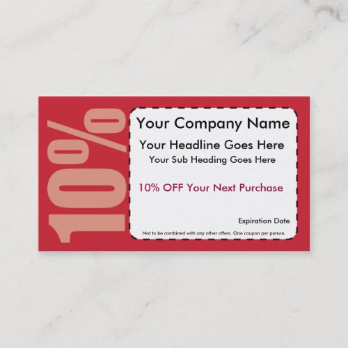 10% Off Coupon Business Cards