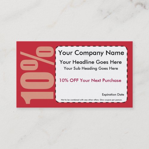 10 Off Coupon Business Card