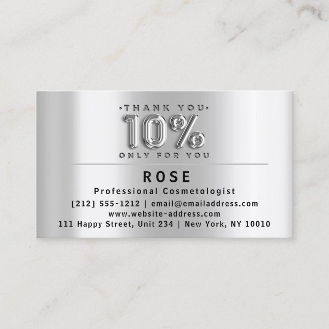 10% Off Discount Next Appointment Logo ThankSilver Card (Front)