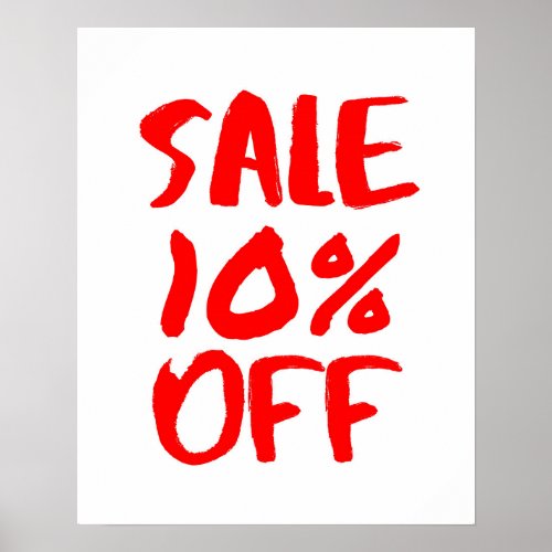 10 Off Sale Sign Red Retail Store Signage Large Poster