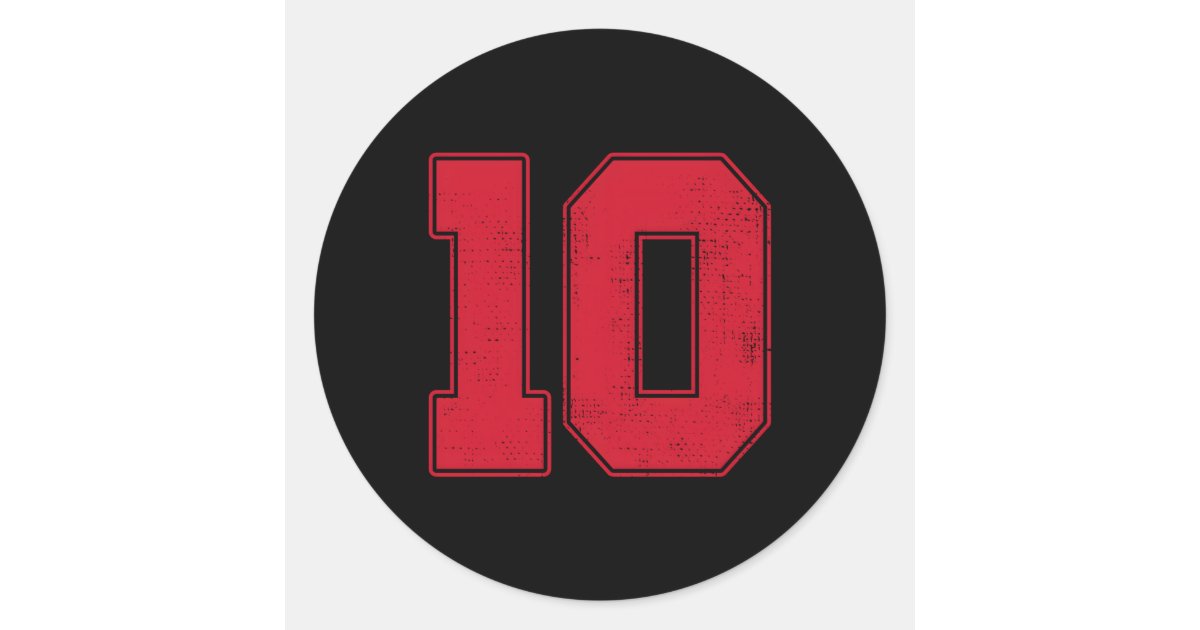 10 Outline Number 10 Varsity Fan Sports Team Grey Classic Round Sticker ...
