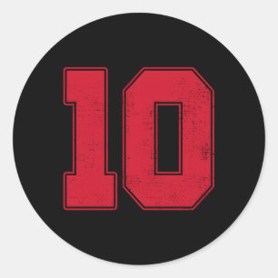 10 Outline Number 10 Varsity Fan Sports Team Grey Classic Round Sticker