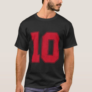 10 Outline Number 10 Varsity Fan Sports Team Grey T-Shirt