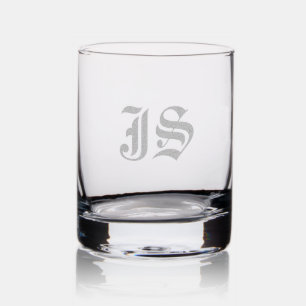10 oz Rocks Glass Engraved Initials Personalized