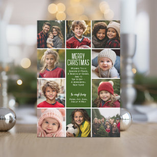 10 Photo Border - Merry Christmas Retro Line Art Holiday Card