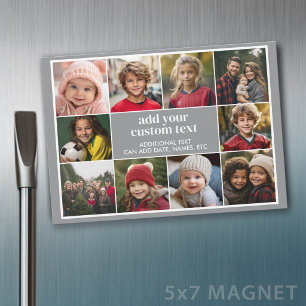 10 Photo Border with Text Center - gray Magnet