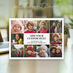 10 Photo Border with Text Center - white black Postcard