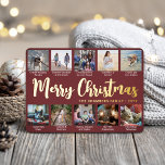 10 Photo Burgundy Merry Christmas Modern Collage Foil Holiday Card<br><div class="desc">Send stylish joyful greetings and share 10 of your favorite pictures with a custom photo collage burgundy and gold foil holiday card. All text on this template is simple to personalize to include any wording, such as Merry Christmas, Happy Holidays, Seasons Greetings, New Year Cheers etc. (IMAGE PLACEMENT TIP: An...</div>